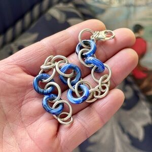 Armbrust International Sterling Silver & Lucite Circle Link Bracelet, 7.75”